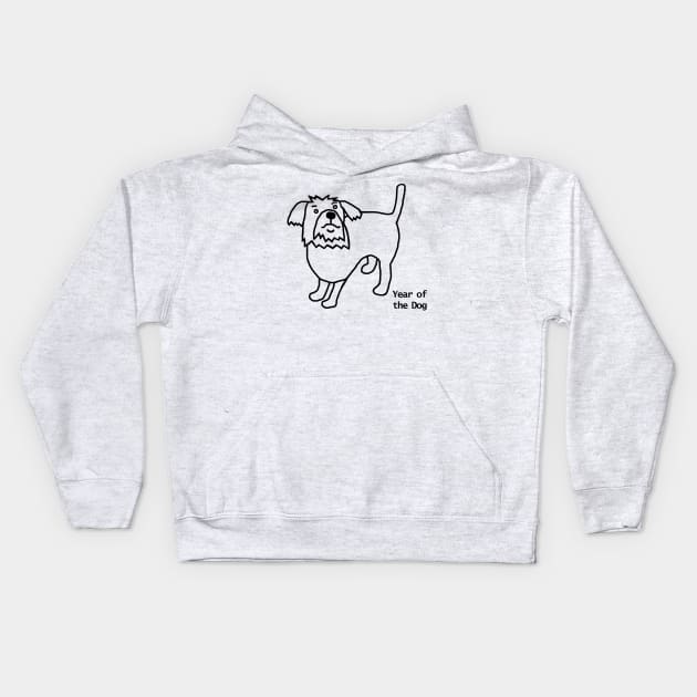 Year of the Dog Outline Kids Hoodie by ellenhenryart